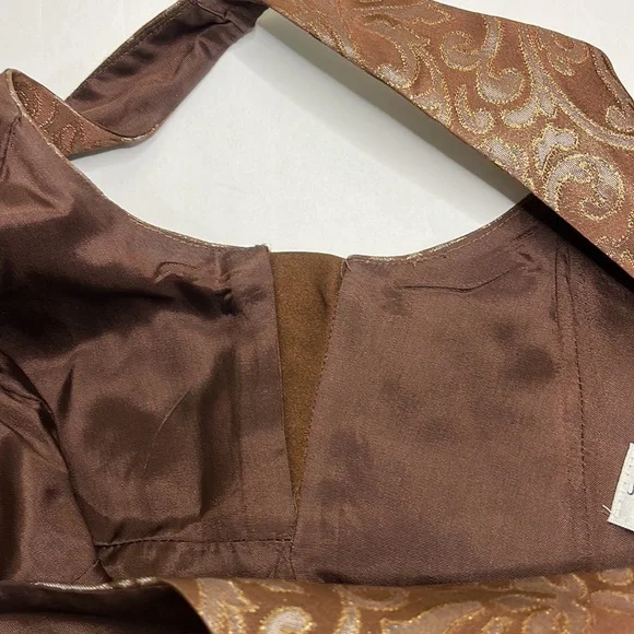 Jessica McClintock Gunne Sax Women’s Size 6 80s 90s Brown Gold Rhinestone Dress - Picture 8 of 13